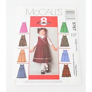 McCalls 3767 Sewing Pattern Easy Girls Jumper Round V Neck Raised Waist Narrow